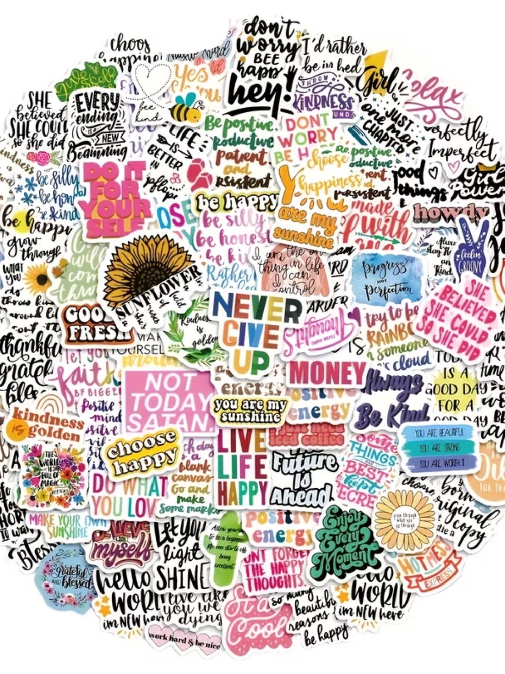 300 Inspirational Sticker Pack — NEW Colorful Positive Quote Decals